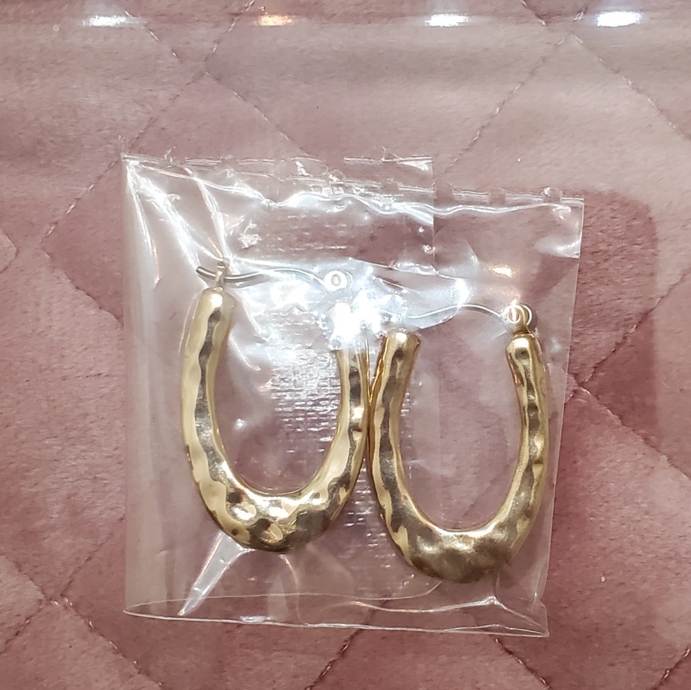 Gold tone hoop earrings (never worn)